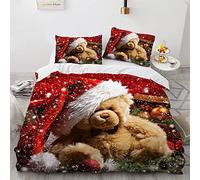 BIJOOT Stampa 3D Set Copripiumino 240 X 260 Cm Copripiumino Matrimoniale King Size Morbida Microfibra Natalizio Natale Natalizi Copripiumino Con 2 Pezzi 50X75Cm Federe