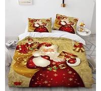 BIJOOT Stampa 3D Set Di Biancheria Da Letto 240 X 260 Cm Copripiumino Matrimoniale King Size Morbida Microfibra Natalizio Natale Natalizi Babbo Copripiumino Con 2 Pezzi 50X75Cm Federe