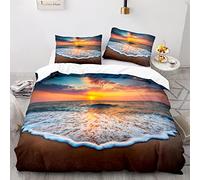 BIJOOT Tema Mare Spiaggia Paesaggio Panorama Copripiumino Morbida Microfibra Parure Copripiumino Stampa 3D Copripiumino Singolo Ragazzo 155X220 Cm Con 2 Pezzi 50X75Cm Federe