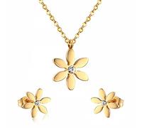 bijoux - Elegante set di gioielli da donna, in acciaio inox, a forma di cuore, con collana e orecchini a forma di gufo