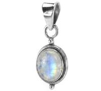 Bijoux et Objets Le Luft - Ciondolo con pietra di luna arcobaleno, in argento Sterling 925, dimensioni della pietra 8 x 10 mm