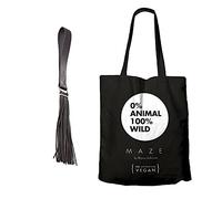 bijoux indiscrets - MAZE - Tassel Flogger Black - Frusta con Frange - Accesori Bondage - Fatto con Materiali Riciclati - Doppia Funzione - Design Esclusivo - Include Tote Bag di Cotone