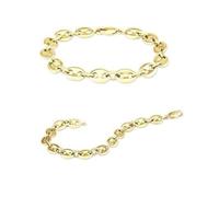 Bijouxia Bracciale a maglia a grana di caffè, 8 mm x 21 cm, placcato oro 18 carati, 750/000