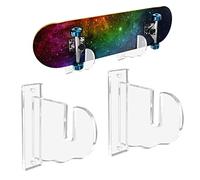 BiJun Supporto da Parete per Skateboard, Skateboard Hanger Wall Mount Deck Display e Stoccaggio Longboard Deck Espositore Orizzontale (Trasparente)