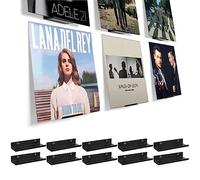 BiJun Supporto da parete per vinili, confezione da 10 mensole porta vinili in metallo nero, supporto espositore da parete per dischi, supporto da parete per album LP, set di archiviazione minimalista