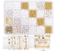 Bikasun Margherita Perline per Braccialetti Kit con Lettere Kit, Oro Bianco Perline per Bigiotteria Fai da Te, Braccialetti Palline Fai da Te, Bracciale dell'amicizia Set