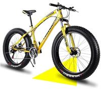 Bike di montagna per pneumatici grassi maschili e femminili, in bicicletta MTB per la spiaggia per la spiaggia completa per adulti, 20/26/26 pollici, 21-30 velocità, freni a disco, giallo, 26