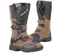 Bike It Triple-Black Moto Impermeabile Adventure Stile Stivali Marrone