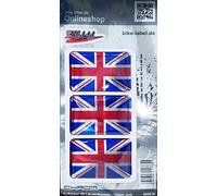 BIKE-label 300516N - Adesivo 3D con bandiera del paese Union Jack England, cromato, 62 x 40 mm