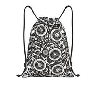Bike Pattern Mechanical Borsa Coulisse Regolabile Zaino Stringa Borsa con Cordoncino per Donna Bambino All'Aperto 36X42Cm