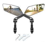 Bike Rearview Mirror 360 Rotation ABS Black 120mm(Single left side) | 360 degree rotation, wide angle view, shock resistant ABS, 120x100mm size, black matte finish