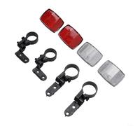 Bike Reflector Set 2-Pack Front White Rear Red Mount | Includes white front handlebar mount, red rear seat post bracket, complete fixing hardware included