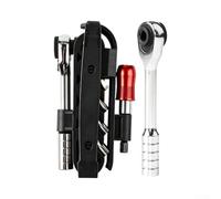 Bike Repair Tool Kit Dual Ratchet 10 Bits | Dual-side ratchet, forward reverse operation, 10 socket bits, quick disassembly, efficient tightening