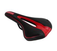 Bike Saddle in Acciaio, Sella per con Design Forato, Regolabile e Ammortizzata, Nera e Rossa - Resistente agli Urti, Ventilazione Ottimale, Adatta per Mountain Bike e Bici