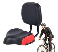 Bike Seat with Backrest, Comfort Back Support Saddle, Wide Ergonomic PU Leather Cushion, Shock-Absorbing Design 11,81 x 9,45 pollici, Black Padded Finish, for Mountain Road Exercise