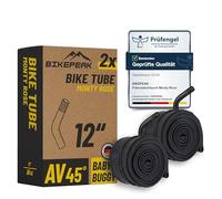 BikePeak 2x Camera d'aria flessibile per bicicletta per bambini, 12 pollici, Valvola Auto nera 40 mm a 45°, ETRTO 47/62-203, 2 pezzi Monty Rose