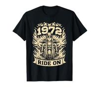 Biker 1972 Ride On Compleanno Motociclista Amante Moto Maglietta