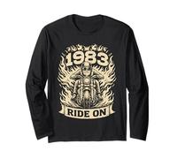 Biker 1983 Ride On Compleanno Motociclista Amante Moto Maglia a Manica