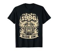 Biker 1986 Ride On Compleanno Motociclista Amante Moto Maglietta