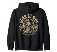 Biker - Born To Ride Skeleton Ride Hard Live Free Felpa con Cappuccio