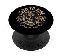 Biker - Born To Ride Skeleton Ride Hard Live Free PopSockets PopGrip Adesivo