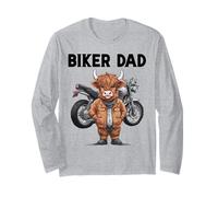 Biker Dad Funny Biker Scottish Highland Mucca Moto Heifer Maglia a Manica