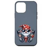 Biker Gnome With Rock N Roll Hand Gesture Funny Motorcycle Custodia per iPhone 12 mini