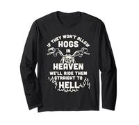 Biker Hogs We'll Ride Them Straight to Hell Retro Motorcycle Maglia a Manica