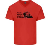 Biker In Ginocchio Su Un Ginocchio Maglietta In Cotone A V Per Uomo