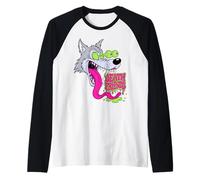 Biker Lowbrow Howling Wolf Wolves Rockabilly 50s Maglia con Maniche Raglan