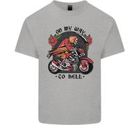 Biker On My Way To Hell Maglietta In Cotone Con Teschio Uomo