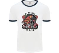 Biker On My Way To Hell Maglietta Ringer Teschio Uomo