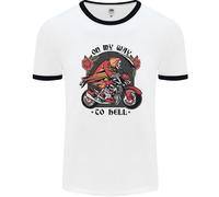 Biker On My Way To Hell Maglietta Ringer Teschio Uomo