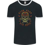 Biker Ride Fast Motorcycle Motorbike Uomo Ringer T-Shirt FotL