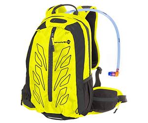 Biker-Rucksack M-Wave Rough Ride, Color: Neon Yellow 46 X 28 X 12 Cm With 2 Liter Water Bag (Bladder), With Big Opening For Cleaning With Low Profile Screwcap System