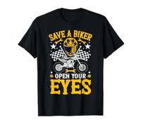 Biker Save A Biker Apri Gli Occhi Moto Maglietta