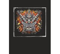 Biker Skull Guitar with Flames Designed Notebook: 8.5 x 11 Blank Lined Journal - Great Gift for Music Lovers, Birthdays or School