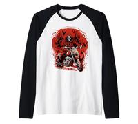 Biker Tristo Mietitore Angelo della Morte Teschio Moto Halloween Maglia con Maniche Raglan