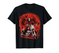 Biker Tristo Mietitore Angelo della Morte Teschio Moto Halloween Maglietta