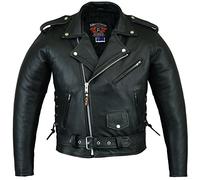 Bikers Gear Australian Stone washed in pelle bovina classico Brando giacca da moto, nero, taglia L