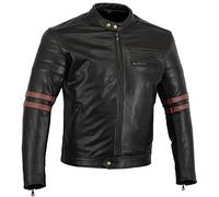 Bikers Gear The Rocker Motorcycle Black Leather Cafe Racer Jacket CE1621-1 PU Armour