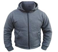 Bikers Gear UK Felpa di QUALITA' Foderata Impermeabile in Kevlar per LA Massima Protezione Grigio Taglia 3XL