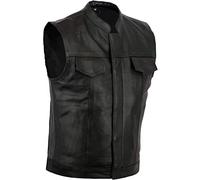 BIKERS GEAR UK Gilet in Pelle Bovina - Revolver - Nero - L