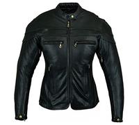Bikers Gear UK Giubotto in Pelle effeto invecchiata e Morbida Sturgis per Donna con Protezioni Colore Nero Taglia EU 52 6XL