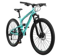 BIKESTAR MTB Mountain bike sospensione completa in alluminio, freni a disco, 27.5" | Bicicletta MTB telaio 18.5" cambio Shimano a 21 velocità | Turchese
