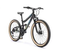 BIKESTAR MTB Mountain Bike Sospensione Completa per Bambini 8 Anni | Bicicletta 24 Pollici 21 velocità Shimano, Freni a Disco | Nero