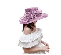 BIKETAFUWY Cappello da Donna per l'Estate, Elegante e Chic, in Organza, Anti UV, Ideale per Matrimoni, Cerimonie, Cocktail, Tea Party, Leggero, con Ampia Tesa, Bob da Cerimonia Estiva, #01-viola