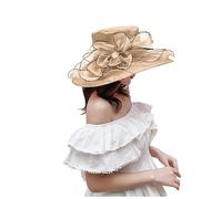 BIKETAFUWY Cappello da Donna per l'Estate, Elegante e Chic, in Organza, Anti UV, Ideale per Matrimoni, Cerimonie, Cocktail, Tea Party, Leggero, con Ampia Tesa, Bob da Cerimonia Estiva, #01-kaki