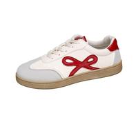 BIKETAFUWY Sneakers da donna, da tennis, da donna, retrò, con lacci, inserti a contrasto, punta arrotondata, motivo fiocco laterale, suola piatta | stile casual vintage per città e tempo libero, 01