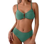 Bikini A Fascia Costumi Donna Sexy Mare Due Pezzi Nuovo Costume da Bagno Bikini da Donna A Vita Alta Costume Bagno Tinta Unita per Ciclo Mestruale Lovable (Green L)